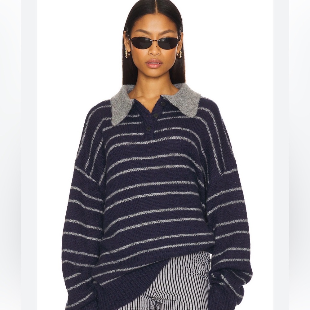 Lioness Rising Sun Polo Sweater in Navy